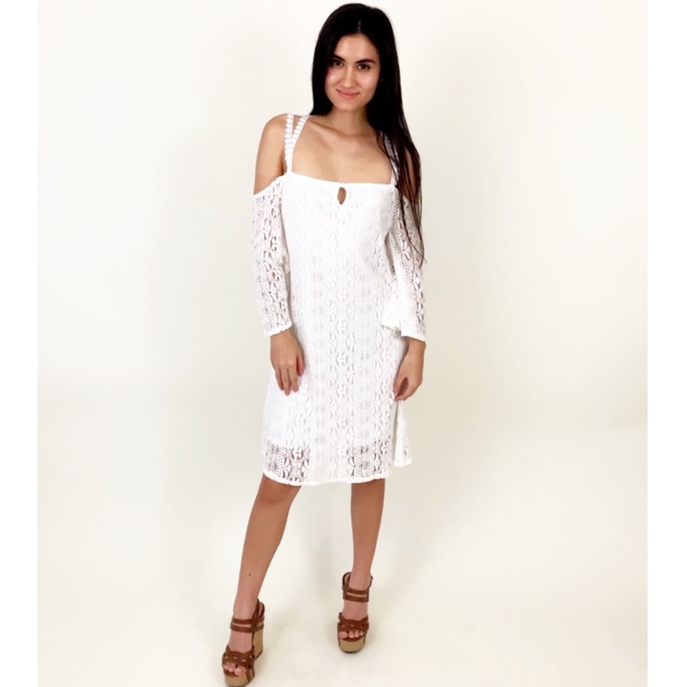Off Shoulder Floral Lace Print Dress